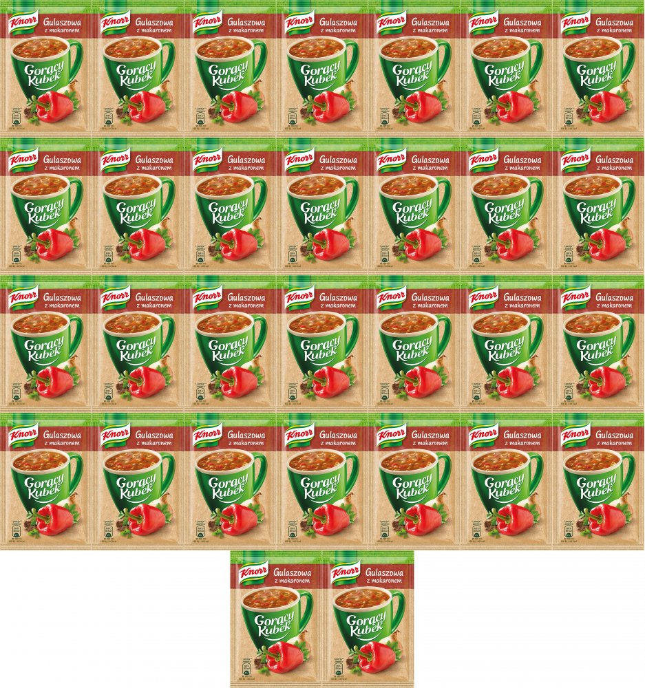 80x Zupa Knorr Gorący Kubek, gulaszowa z makaronem, 16g