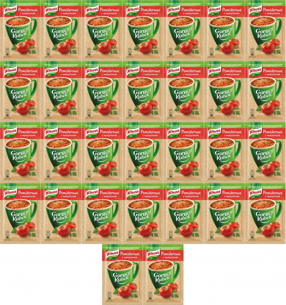 64x Zupa Knorr gorący kubek, pomidorowa z makaronem, 19g