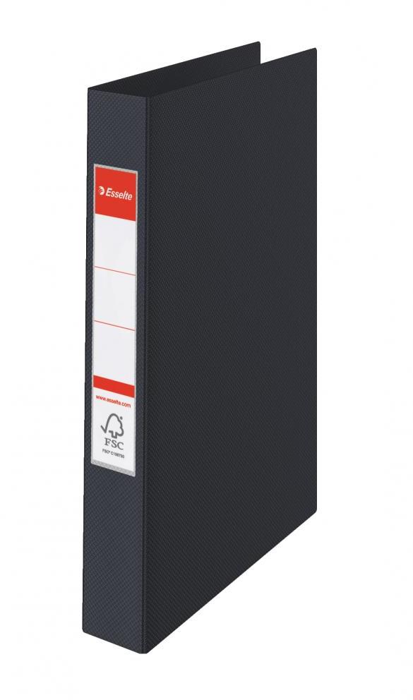 Segregator Esselte Vivida, A4, 42mm, do 190 kartek, 2 ringi, 30% PP z recyklingu, czarny