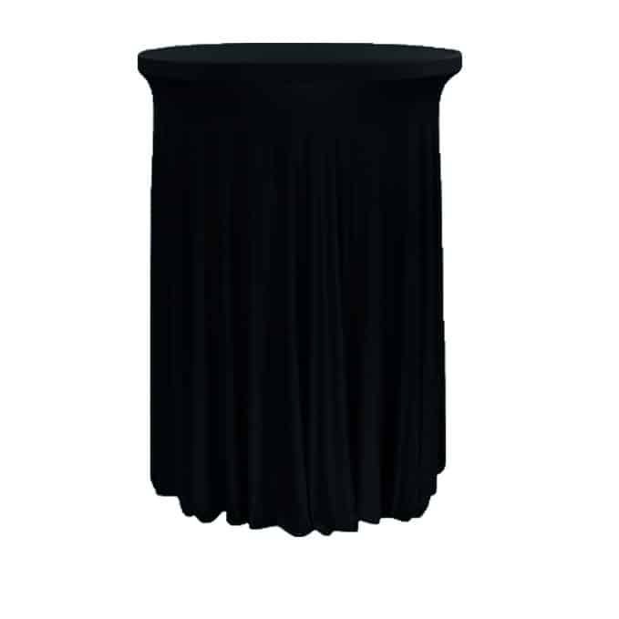 Pokrowiec elastyczny skirting czarny na stolik koktajlowy Fi80cm
