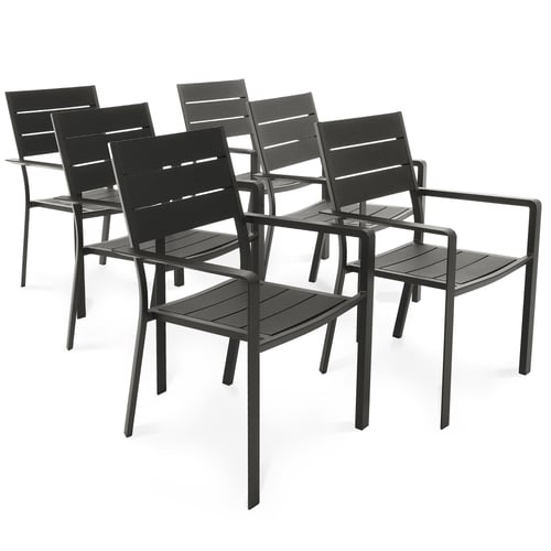 6er Set Gartenstühle Teri - Schwarz