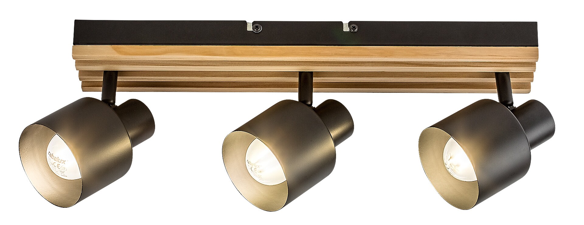 Rabalux Noxelle lampa podsufitowa 3x10 W czarna-drewno 73422