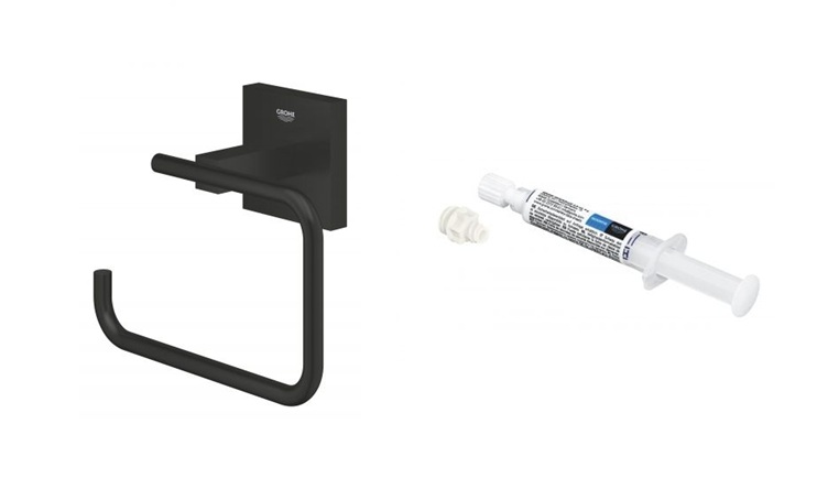 Zestaw Grohe Start Cube uchwyt na papier toaletowy czarny i klej montażowy QuickGlue (409782430, 41127000)