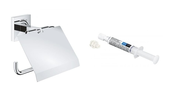 Zestaw Grohe Start Cube uchwyt na papier toaletowy chrom i klej montażowy QuickGlue (41102000, 41127000)