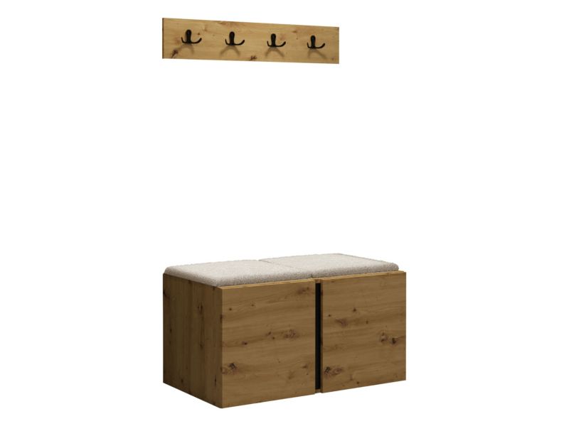 Garderoba MIRJAN 24 Orion VI dąb artisan/czarny + beżowa bukla 1 kpl.