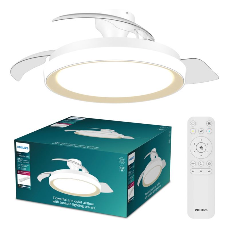 Lampowentylator Philips Bliss DC 28W 106cm Lampa Sufitowa Wentylator sufitowy 35W 4500lm CCT Złoty z Pilotem 1 szt.