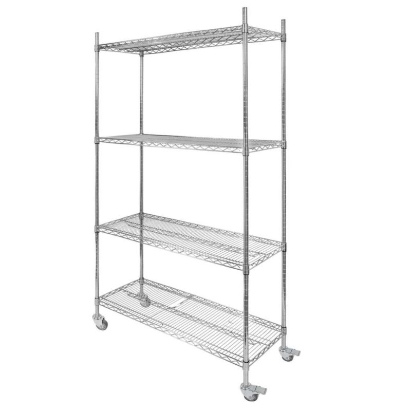 Regał metalowy gastronomiczny Mega-M chromowany 4-półkowy na kółkach Mega-M 4-półkowy 90x60x180 1szt.