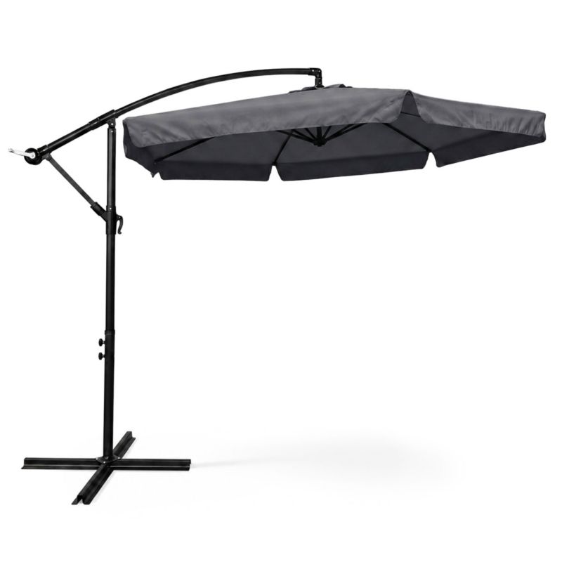 Wodoodporny parasol ogrodowy i tarasowy CYNIA w kolorze ciemnoszarym waga 11,7 kg wymiary 300x300x245 cm 1 szt.