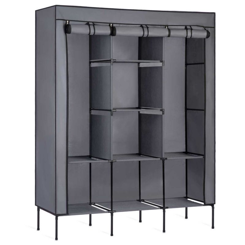 Materiałowa szafa tekstylna Massido garderoba składana 175x130x45cm szara 1szt.