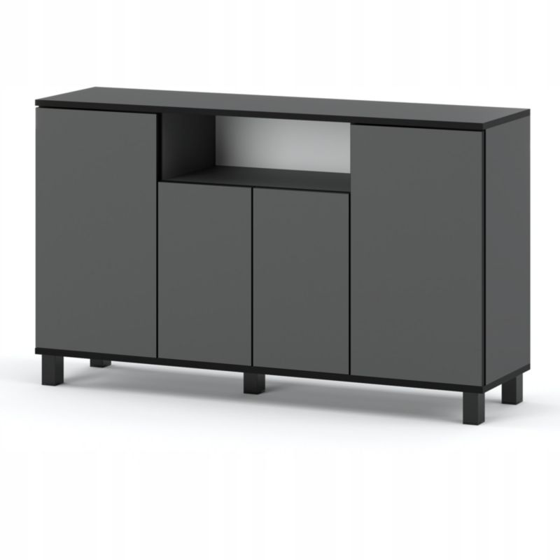 Duża Komoda 140 CM Stiv-Meble Szary Mat Szafka Rtv 140X35X80 CM 1Szt.
