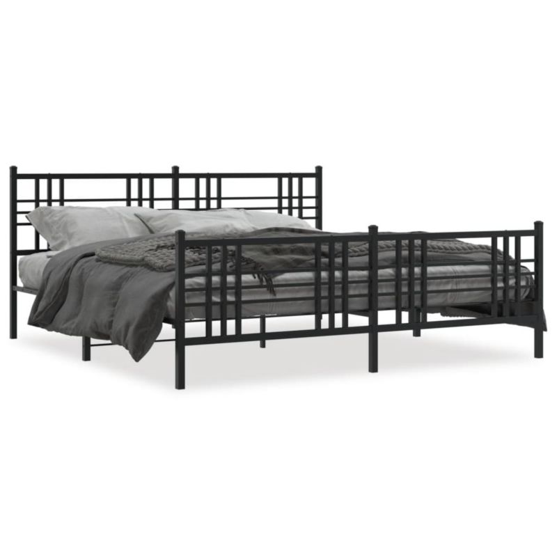 Łóżko metalowe WaszeMeble 193x203 cm z wezgłowiem czarne 1 szt.
