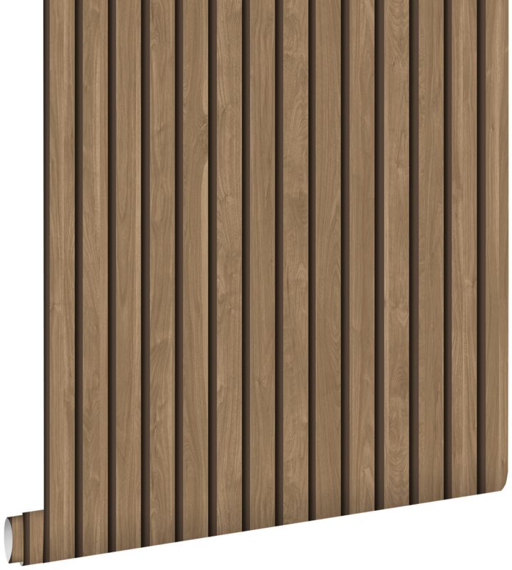 Tapeta ESTAhome drewniane panele ścienne 3d jasny brąz 53 cm x 10.05 m - 1 rol.