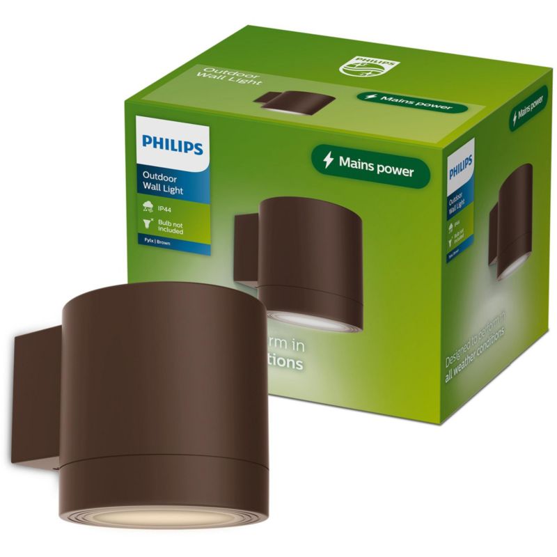 Kinkiet Ogrodowy Fylx Philips Lampa Zewnętrzna Elewacyjna LED GU10 IP44 Brązowa 1 szt.