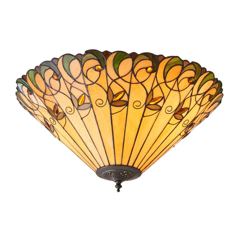 Plafon kwiaty Tiffany JAMELIA okrągły 50 cm multikolor czarny 2xE27x20W IP20 - 1 szt.