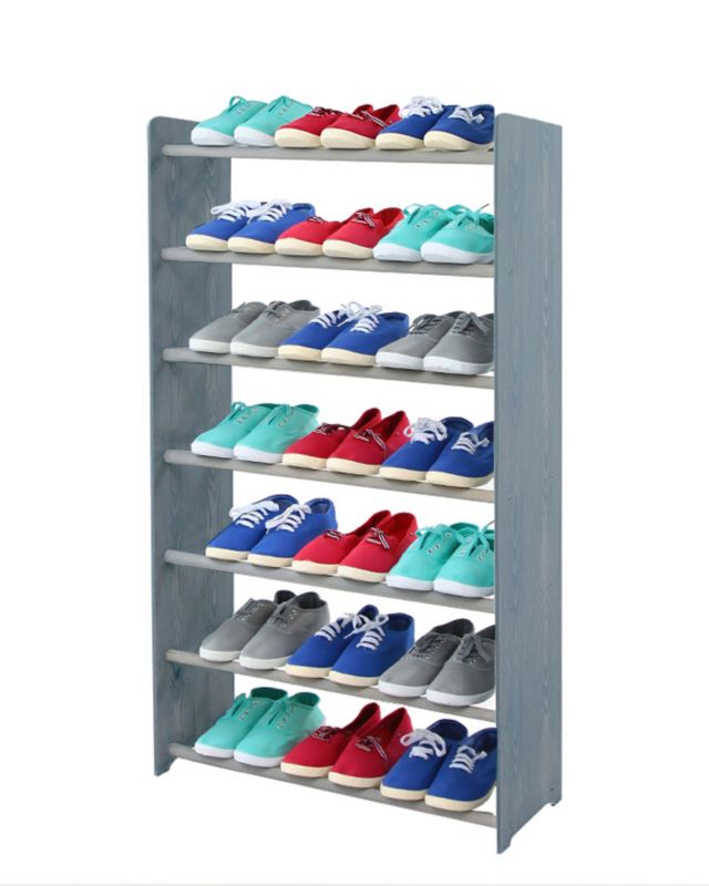 Regał na buty MODO24 drewniany 7 półek szerokość 65 cm szary 1 szt.