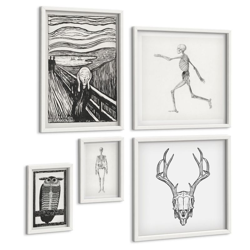 Zestaw 5 Obrazów ArtPrintCave (2x50x50+2x20x30+40x60cm) Biała rama Kuchenne roślinne akcesoria 1 kpl.