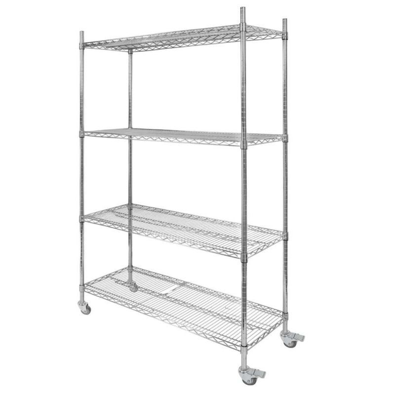 Regał metalowy gastronomiczny Mega-M chromowany 4-półkowy na kółkach 120x45x180cm nośność 250kg 1szt.