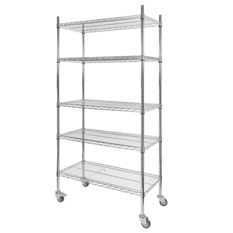 Regał metalowy gastronomiczny Mega-M 5-półkowy chromowany na kółkach 90x45x180cm nośność 250kg 1szt.