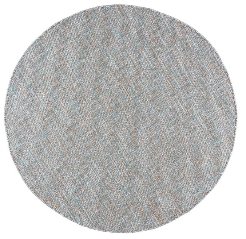 Dywan wewnętrzny/zewnętrzny Veranda Koło 6365A koło Mazovia 150x 150 cm brązowy,niebieski motyw jednokolorowy krótki włos 1 szt.