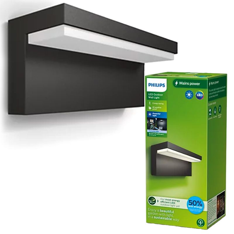 Kinkiet Ogrodowy Bustan Philips Lampa Elewacyjna Zewnętrzna LED 3.8W 800lm 4000K Antracyt 1 szt.