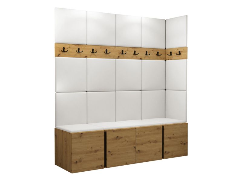 Garderoba MIRJAN 24 Orion II dąb artisan/czarny + biała ekoskóra 1 kpl.