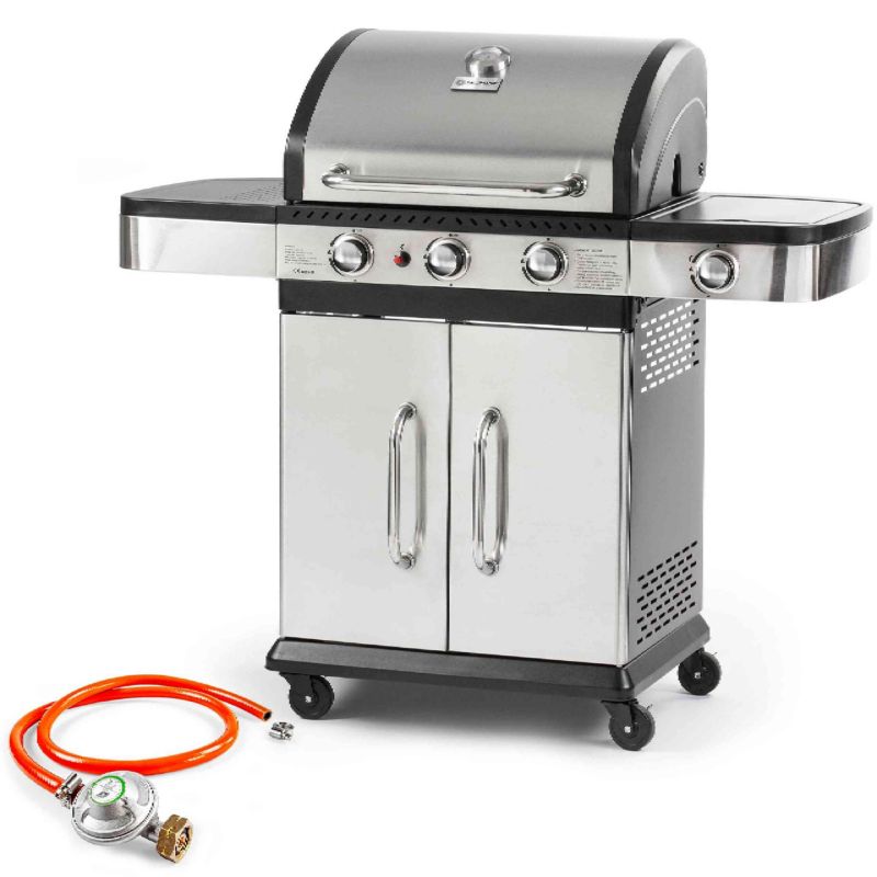 Grill Gazowy Fieldmann Fzg3011 3+1 86Cm Na Kółkach Nierdzewny Kuta Stal 1Szt