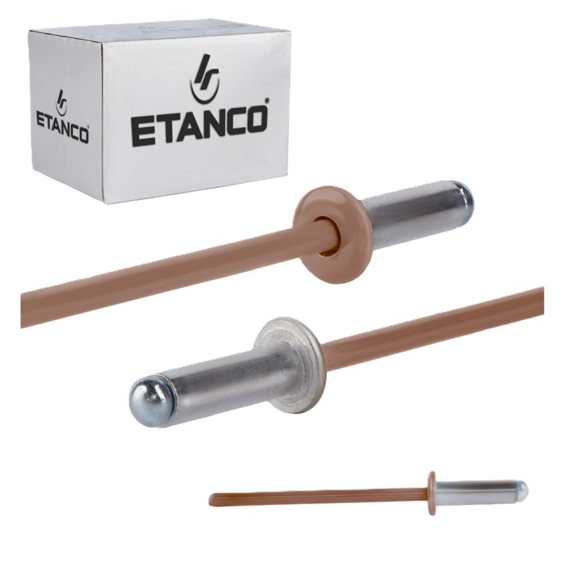 Nity aluminiowe zrywalne Etanco 4x12 mm RAL 8004 500szt