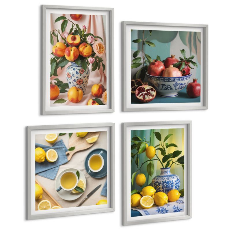Czteroczęściowy Zestaw Obrazów ArtPrintCave (2x50x50+2x40x60cm) Srebrna rama Stylowe postacie Matisse 1 kpl.