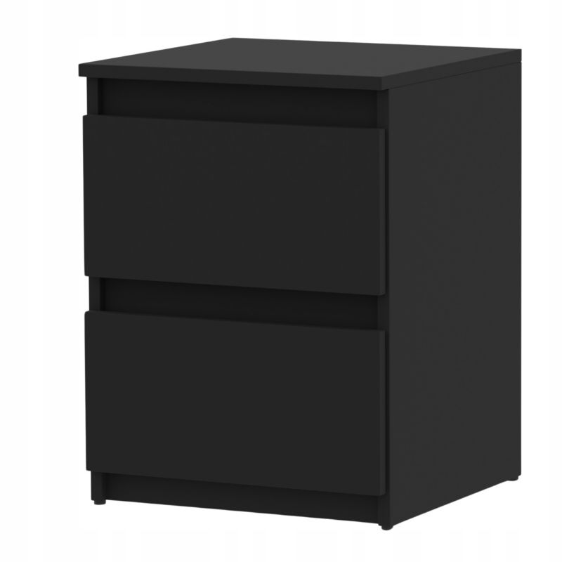 Duża Szafka Nocna Stiv-Meble 2 Szuflady 40 Cm Stolik Czarny Mat 40X40X53,5 Cm 1Szt.
