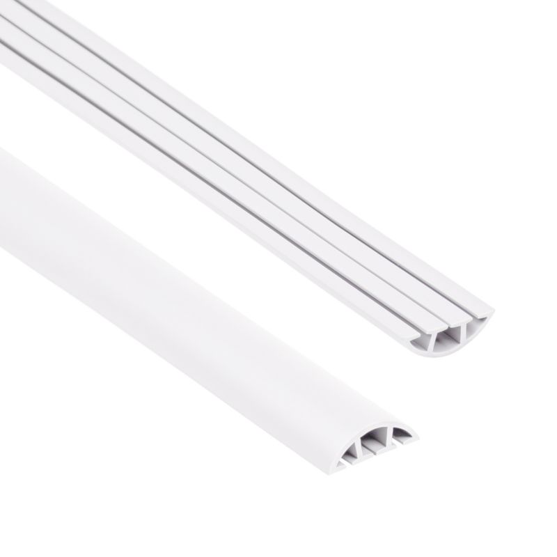 Listwa kablowa maskująca PCV 40mm QUEST, maskownica kabli, 3 kanały, półokrągła - 200 cm, biały, 1 szt.