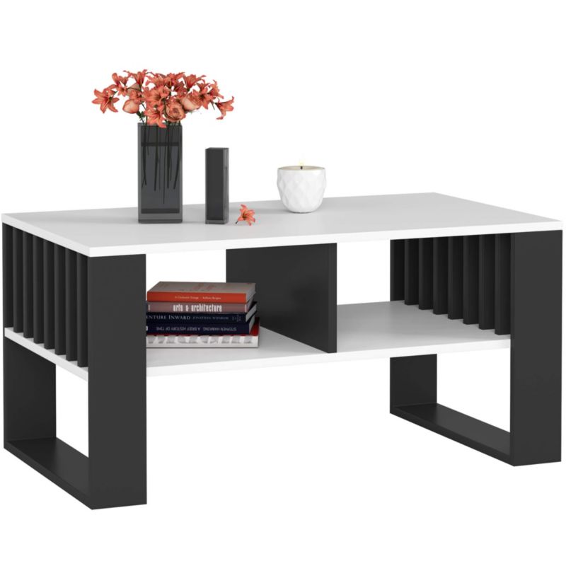 Stolik kawowy Akord Rockford Biały 92 cm nogi kolor Czarny 92x53x45 cm 1 szt.