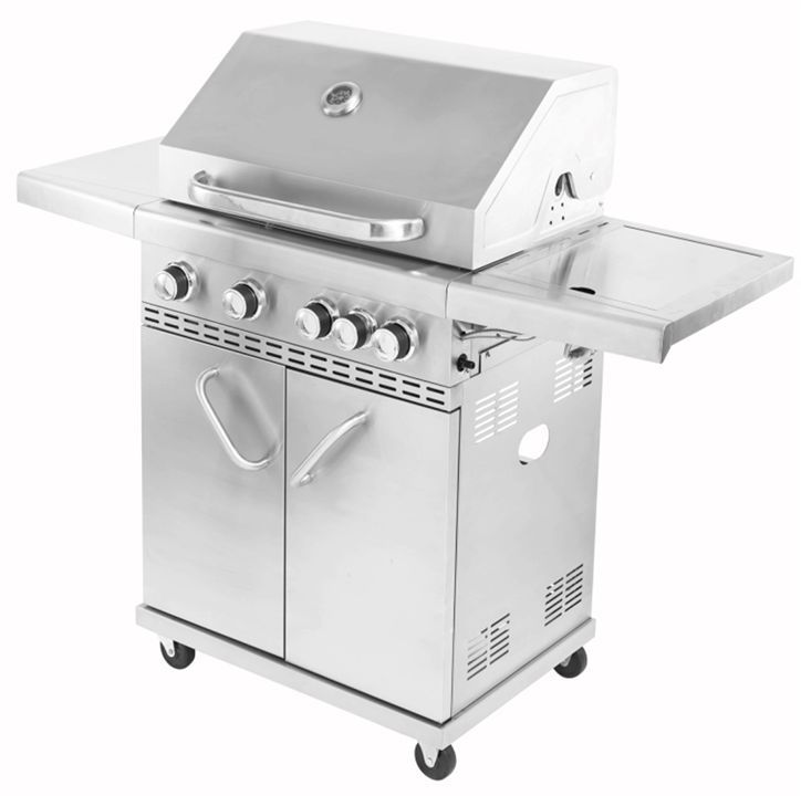 GRILL GAZOWY NIERDZEWNY BBQ RUSZT ŻELIWNY - palniki 4+1 moc 18,2 kW - zestaw grill + reduktor + wąż - 1 szt.