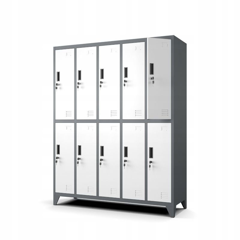 Szafa Muralo Metalowa BHP Socjalna Szkolna na Siłownie Antracytowo-Biała 10 Skrytek 136x172x45 cm 1 szt.