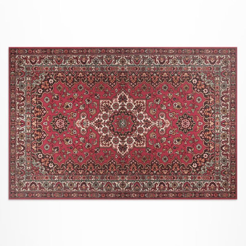 Zewnętrzny Dywan Winylowy Wallfluent 140x210 cm Stary kwiatowy czerwony wzór perski 1 szt.