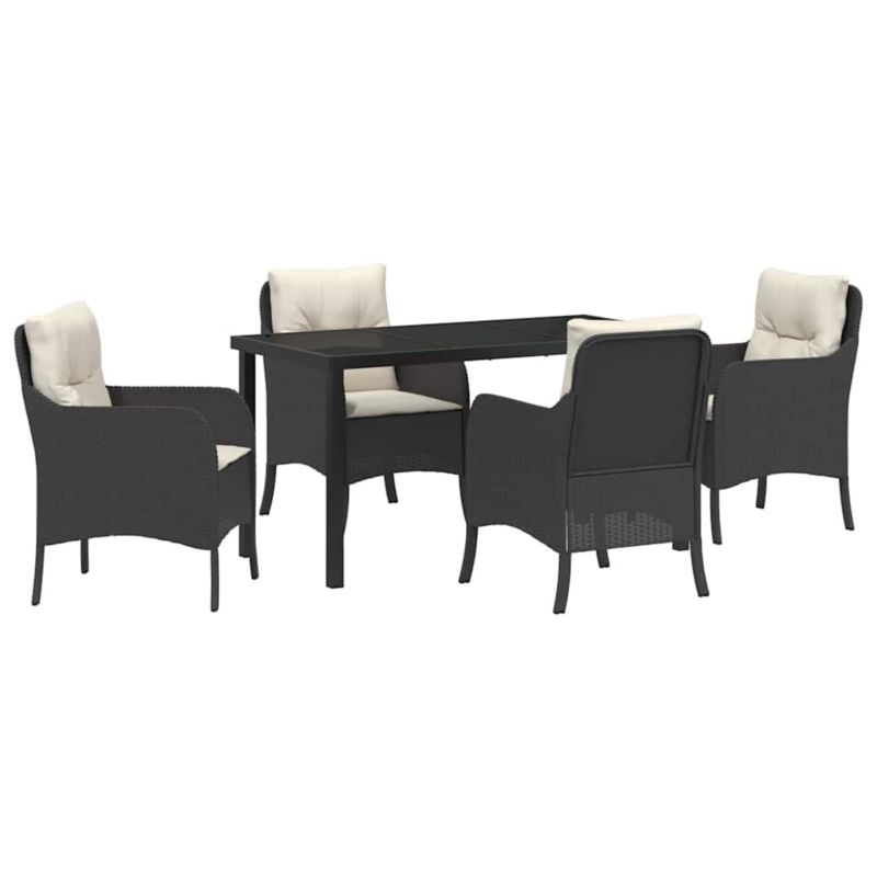 Zestaw mebli ogrodowych jadalniany WaszeMeble 4-osobowy polirattan czarny z poduszkami WM-3380143 1 kpl