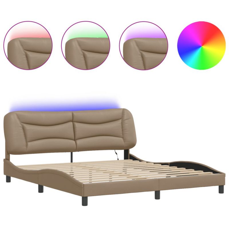 Rama łóżka z LED kolor cappuccino sztuczna skóra WaszeMeble 180x200 WM-3213952 1 szt.