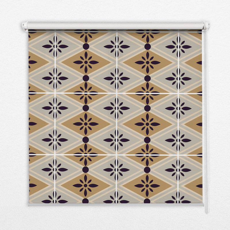 Roleta Wewnętrzna Tulup 140x140 cm Kwiat W Rombie Montaż do ściany/sufitu 1 szt.