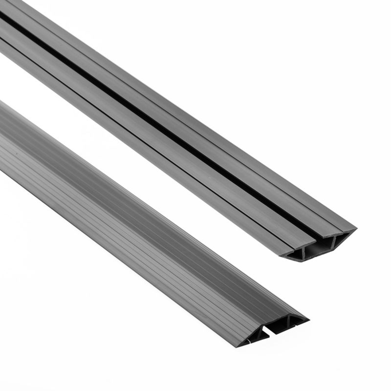 Listwa kablowa maskująca PCV 80mm QUEST, maskownica kabli, 3 kanały, trapezowa - 200 cm, ciemnoszary, 1 szt.