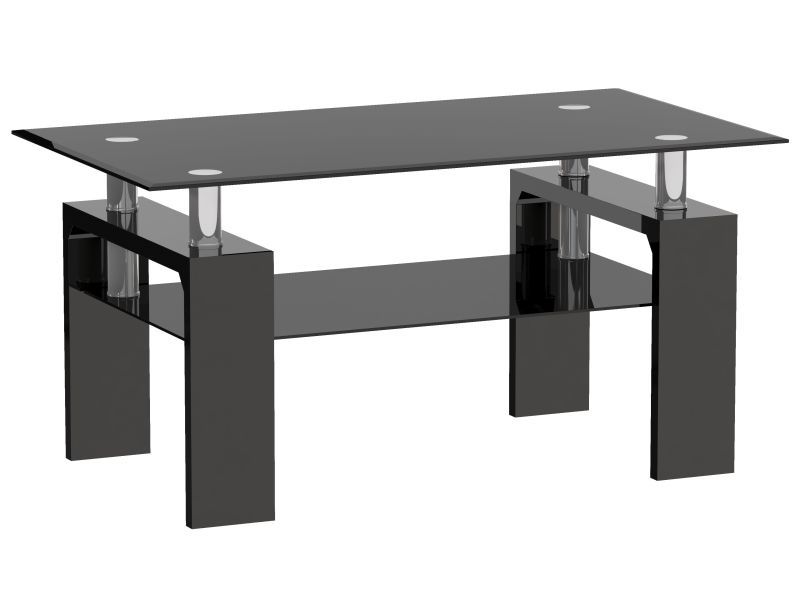 Stolik kawowy Ziba INTESI szklany czarny prostokątny z półką nowoczesny 110x60 cm 1 szt.