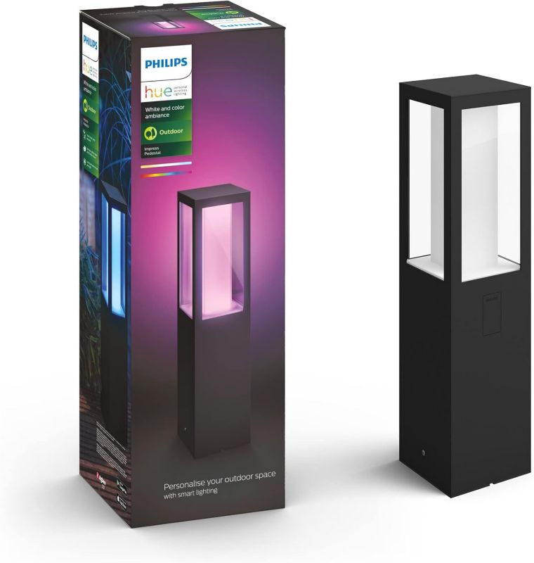 Lampa Ogrodowa Philips HUE Zewnętrzna LED Słupek 15.8W 1180lm IP44 RGB TW Czarna Inteligentna White and Color Ambiance 1 szt.