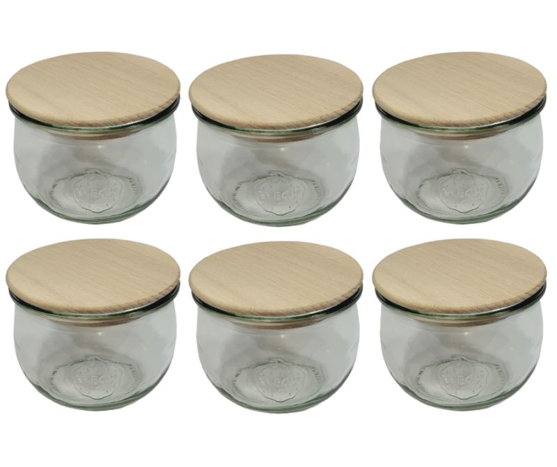 Słoiki MODO24 Weck 580 ml fi 100 tulip drewniane wieka 6 kpl.