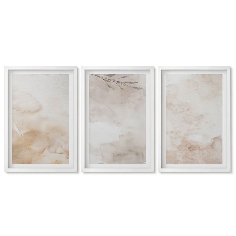 Komplet obrazów biała rama Tulup 40x60 cm Akwarelowe liście pastelowe Obrazy do kuchni w ramie 1 kpl