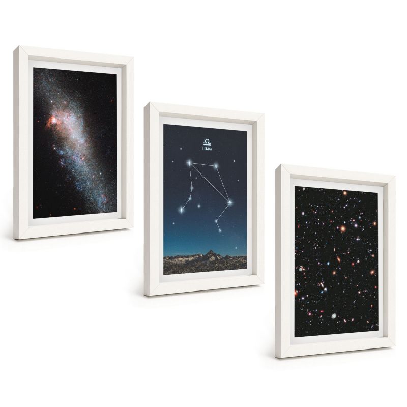 Trzyczęściowy Zestaw Obrazów ArtPrintCave 20x30 cm Biała rama Kosmos galaktyka Waga niebo 1 kpl.