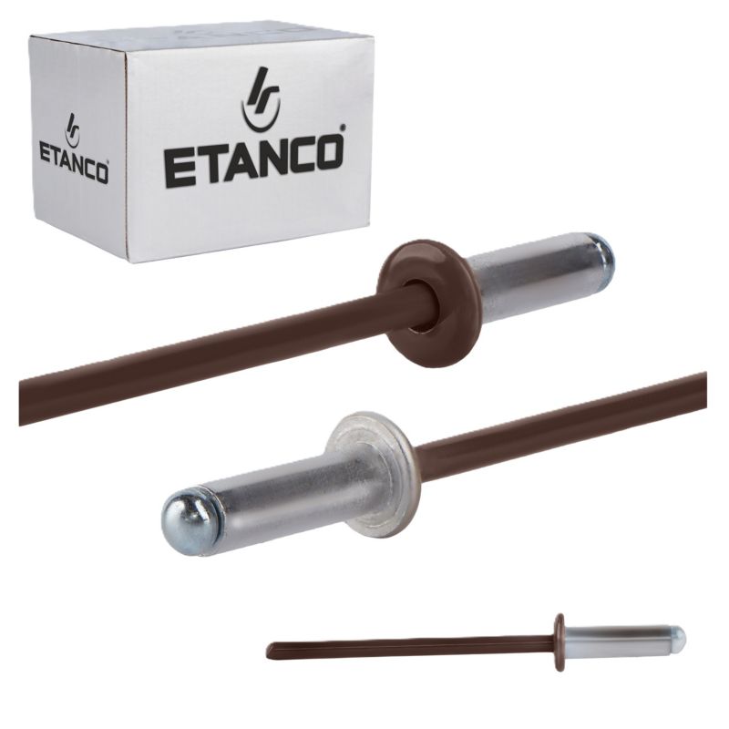 Nity aluminiowe zrywalne Etanco 4x12 mm RAL 8017 500szt