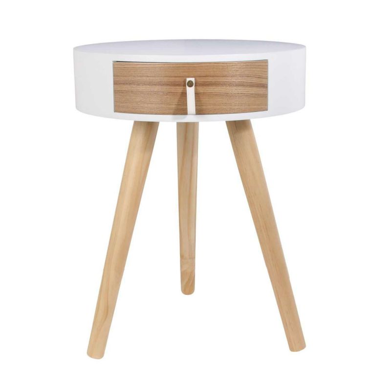 Stolik nocny SYLVIA HowHomely okrągły biały 35 cm 1 szt.