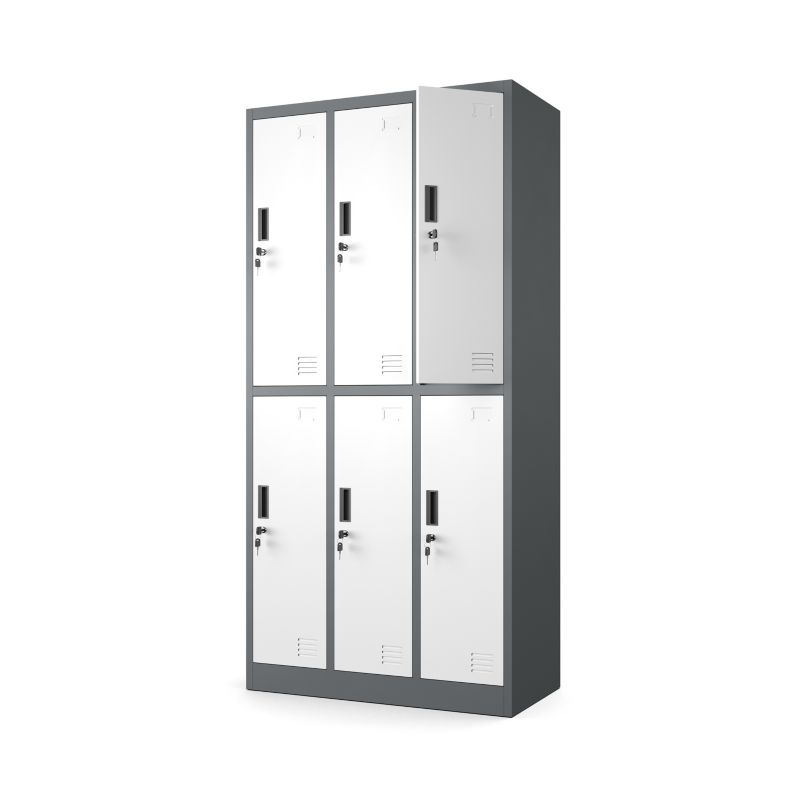 Szafa Muralo Metalowa BHP Socjalna Szkolna na Siłownie Antracytowo-Biała 6 Skrytek 185x90x45 cm 1 szt.