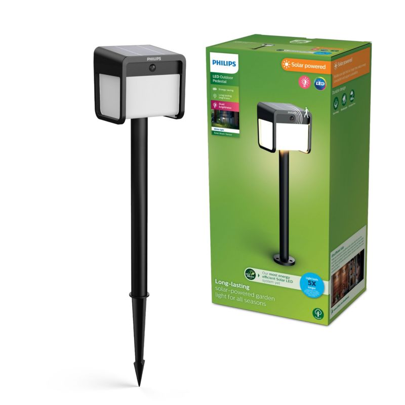 Lampa Ogrodowa Ezra Philips Solarna Zewnętrzna Słupek Wbijana 69cm LED 1.8W 250lm 3000K IP44 z Czujnikiem Ruchu i Zmierzchu 1 szt.