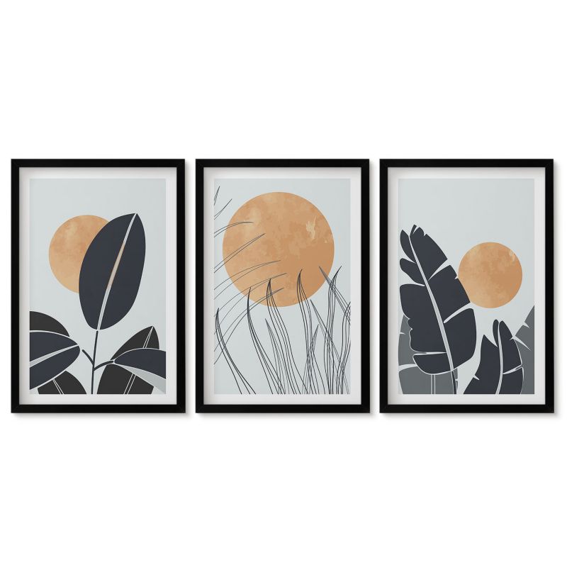 Zestaw 3 obrazów w czarnych ramach Tulup 40x60 cm Roślinne wzory Obrazy do kuchni w ramie 1 kpl