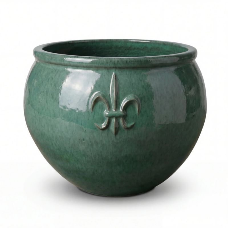 Donica ceramiczna Provencelia CLOVIS Zielony, sred.53 x H53 cm, mrozoodporna, rękodzieło, szkliwiona 1 szt.