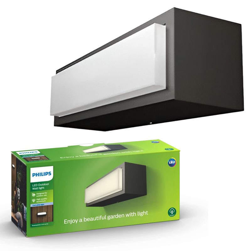 Kinkiet Ogrodowy Stratosphere Philips Lampa Elewacyjna Zewnętrzna LED 4.5W 500lm 4000K IP44 Antracyt 1 szt.